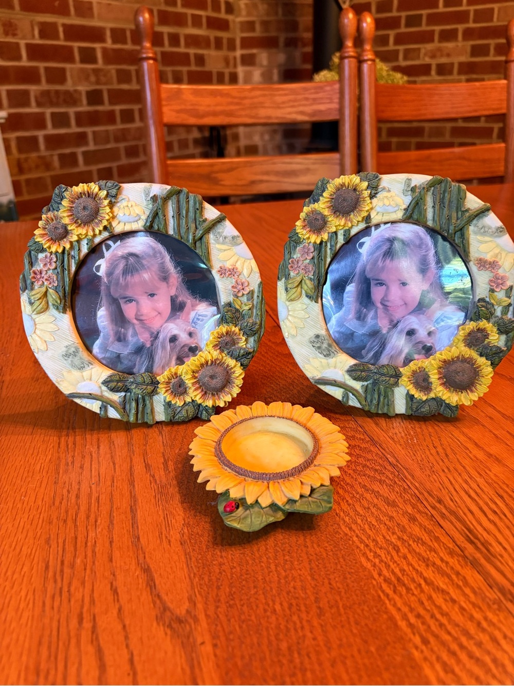 Sunflower Decorative Picture Frame Set Plus Sunflower Tea Light Holder